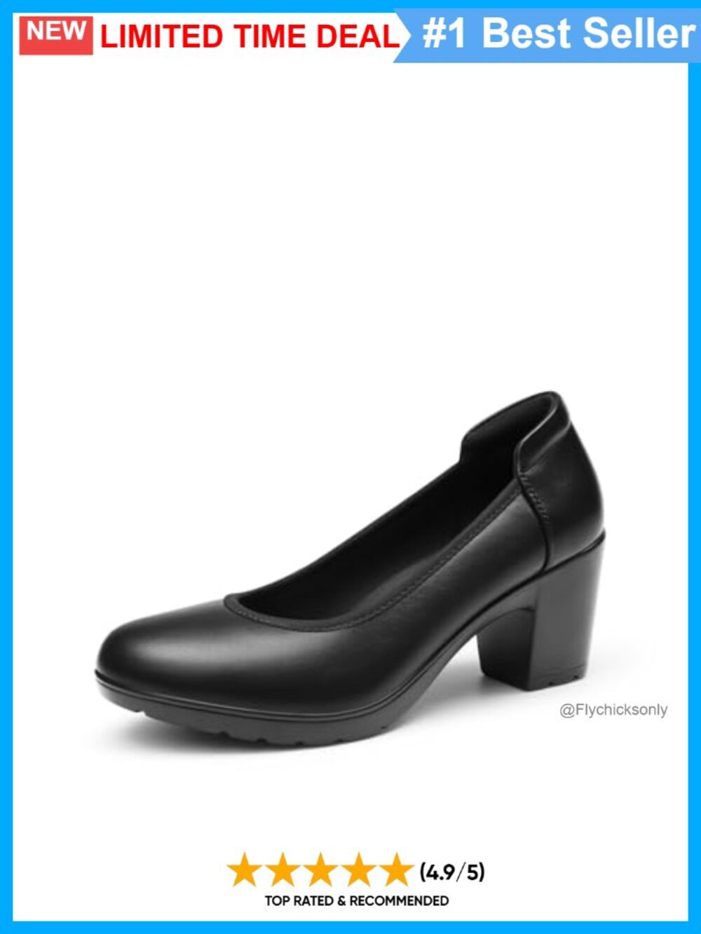 Women's Round Toe Chunky Block Heel Dress Pumps Comfort Work Shoes